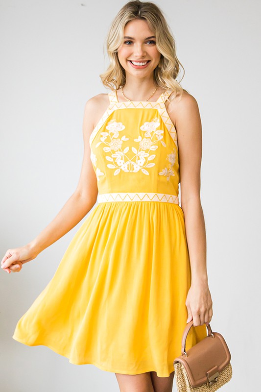 Golden Floral Dress