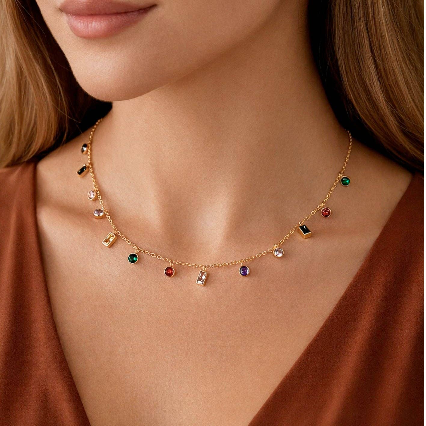 18K Gold Plated Waterproof Stainless Steel Chain Necklace - 7567