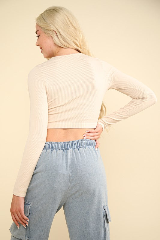 Cream Cropped Henley