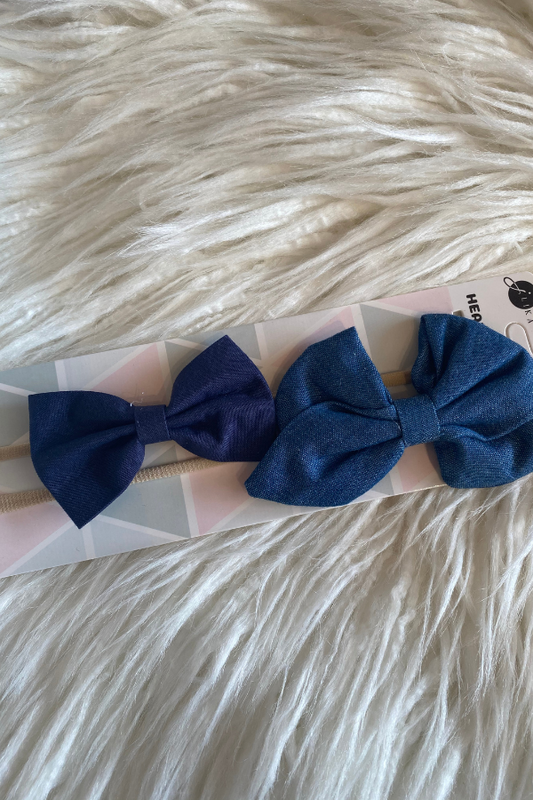 Navy Blue And Denim Bow Sets