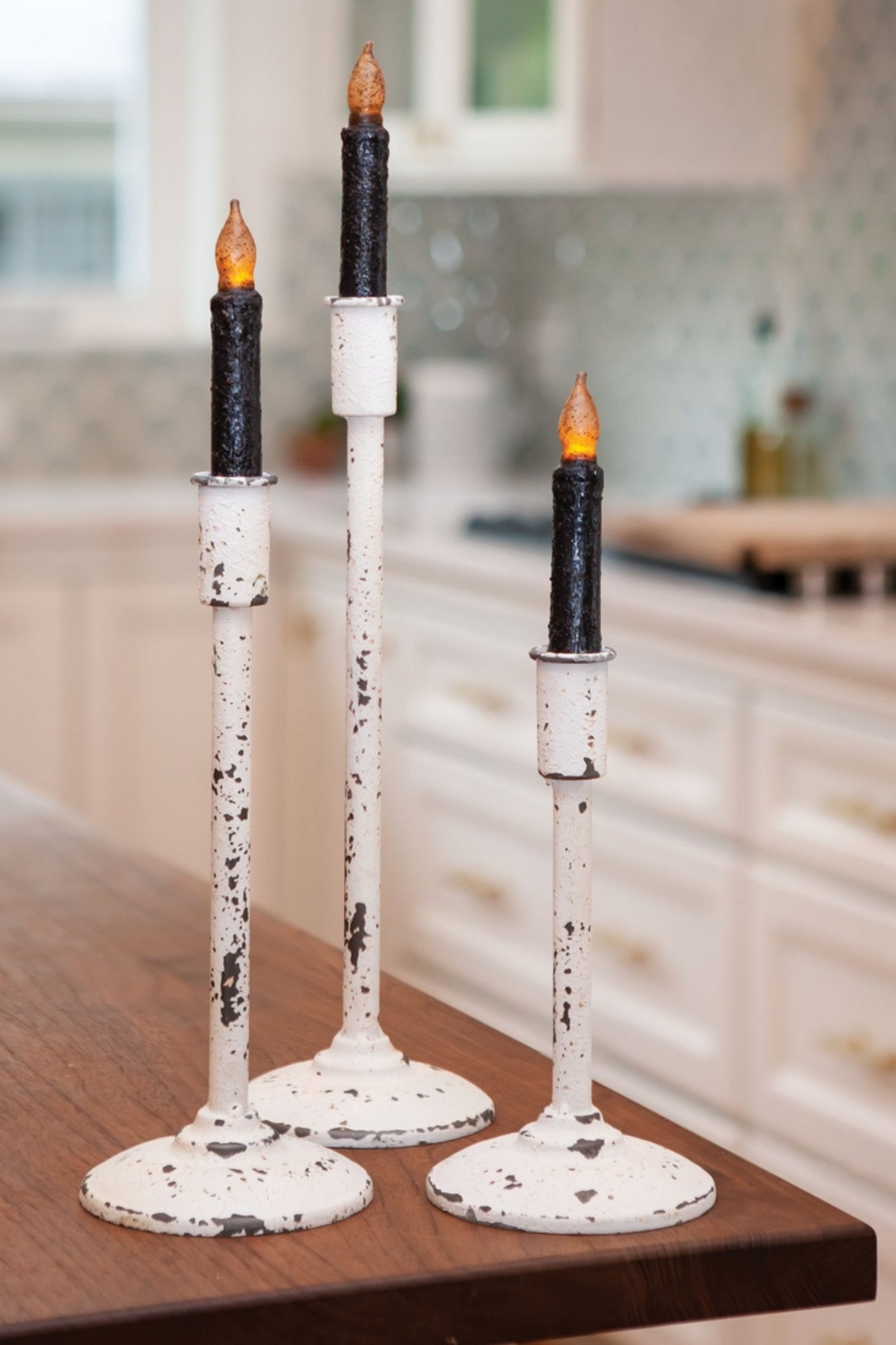 Sweet Charm 9" Distressed Candle Holders