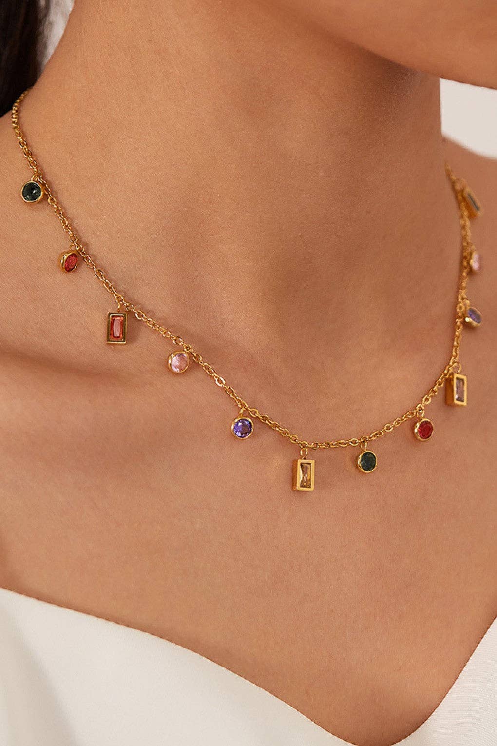 18K Gold Plated Waterproof Stainless Steel Chain Necklace - 7567
