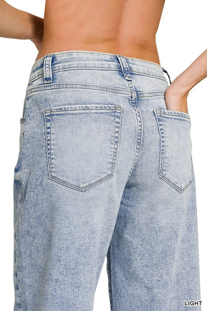 Cuffed Wide Leg Jeans