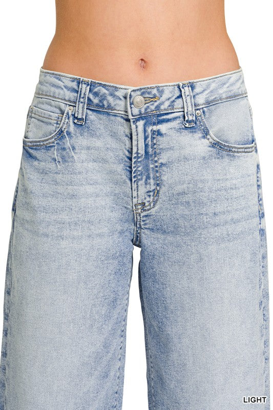 Cuffed Wide Leg Jeans