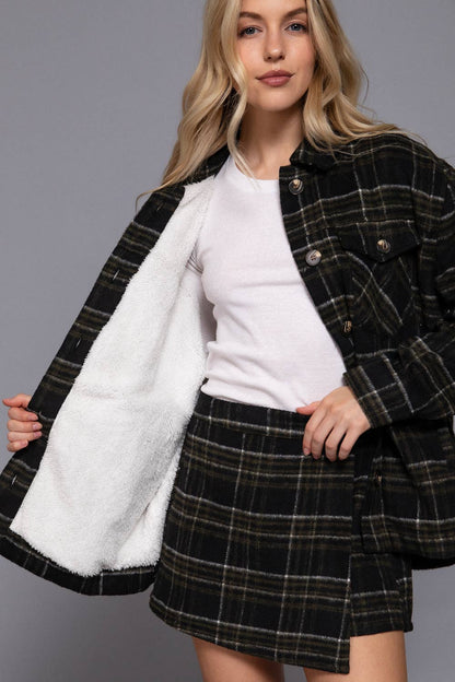 Plaid fur Shacket
