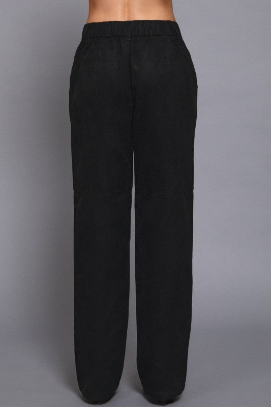 Faux Suede Straight Let Pants
