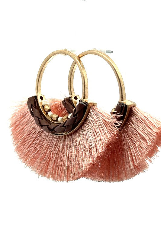 Pink Fringe Earrings