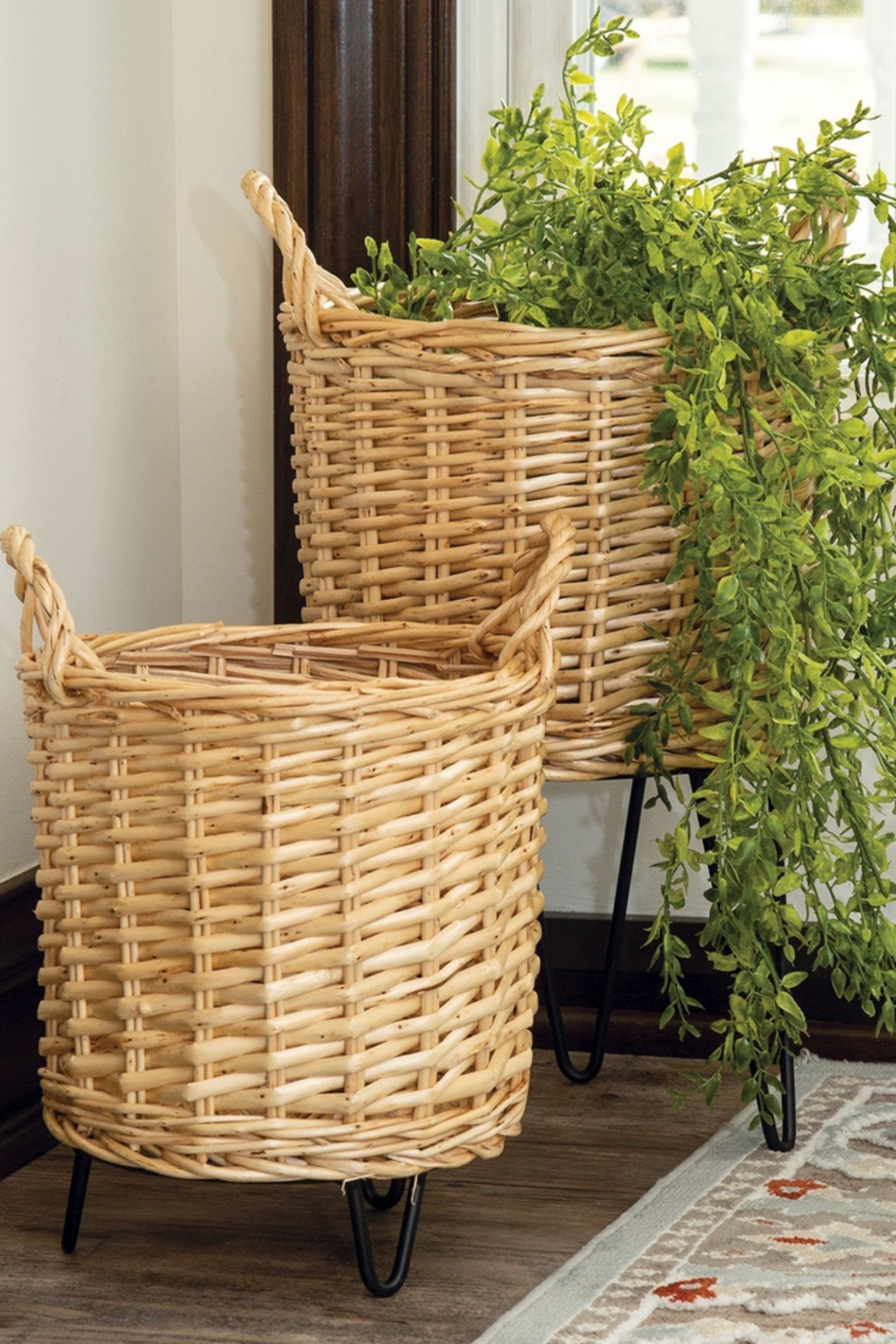 woven basket plant stand Wicker Basket Plant Stands (set of 2) – Disco Darling